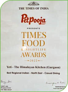 Times Food & Nightlife Awards 2022. Best Regional Indian - North East - Casual Dining