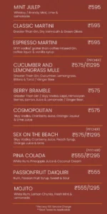 Delhi NCR Bar Menu_Yeti - the Himalayan Kitchen