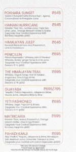 Delhi bar Menu_Yeti - the Himalayan Kitchen