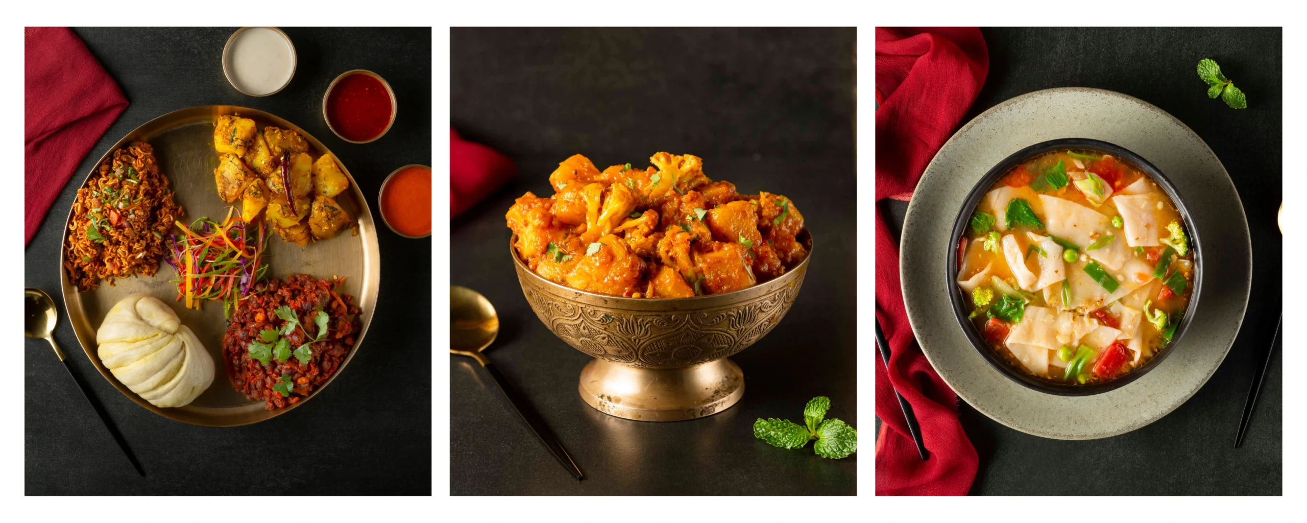 Yeti Veg Platter, Alu Gobhi Tarkari, Veg Thenthuk_Yeti, The Himalayan Kitchen